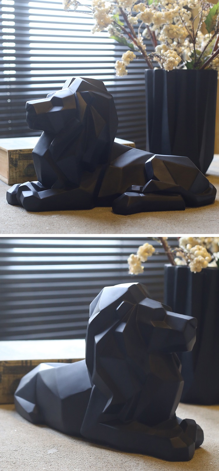 hj3587 幾何疊紙獅子擺件_濱州宏景雕塑有限公司