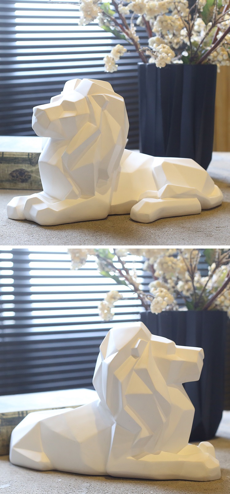 hj3589 幾何疊紙獅子擺件_濱州宏景雕塑有限公司